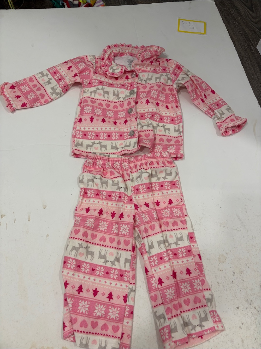 Carter's Pink & Gray Reindeer Heart Pajama Set